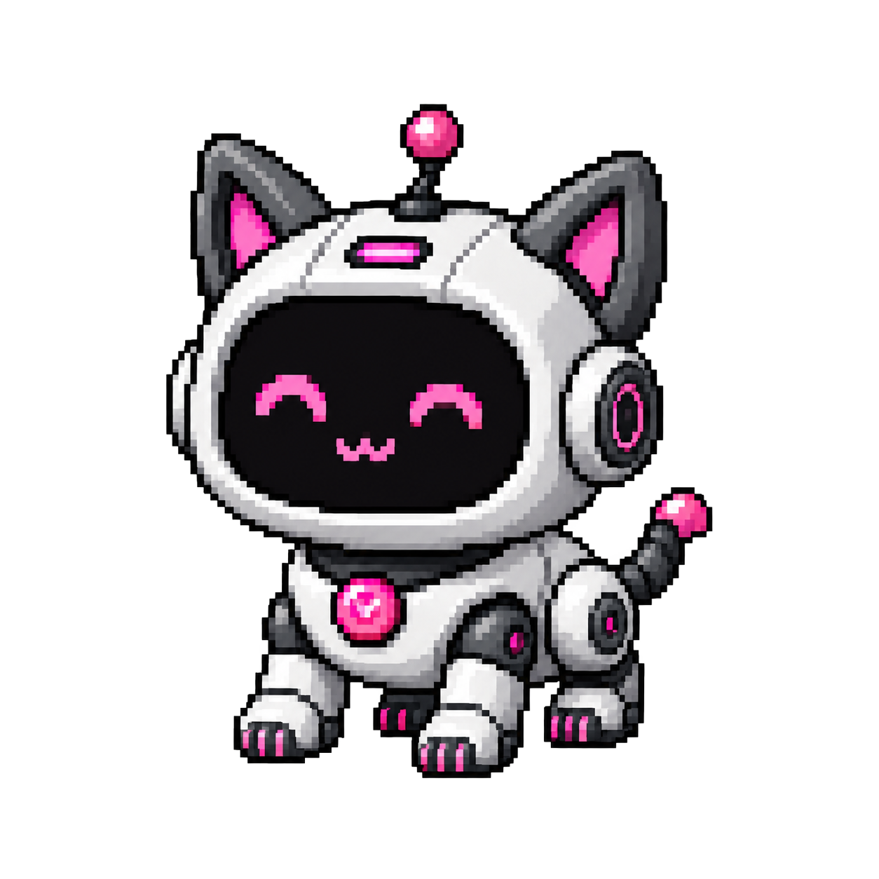 Pink robo cat named Pixel