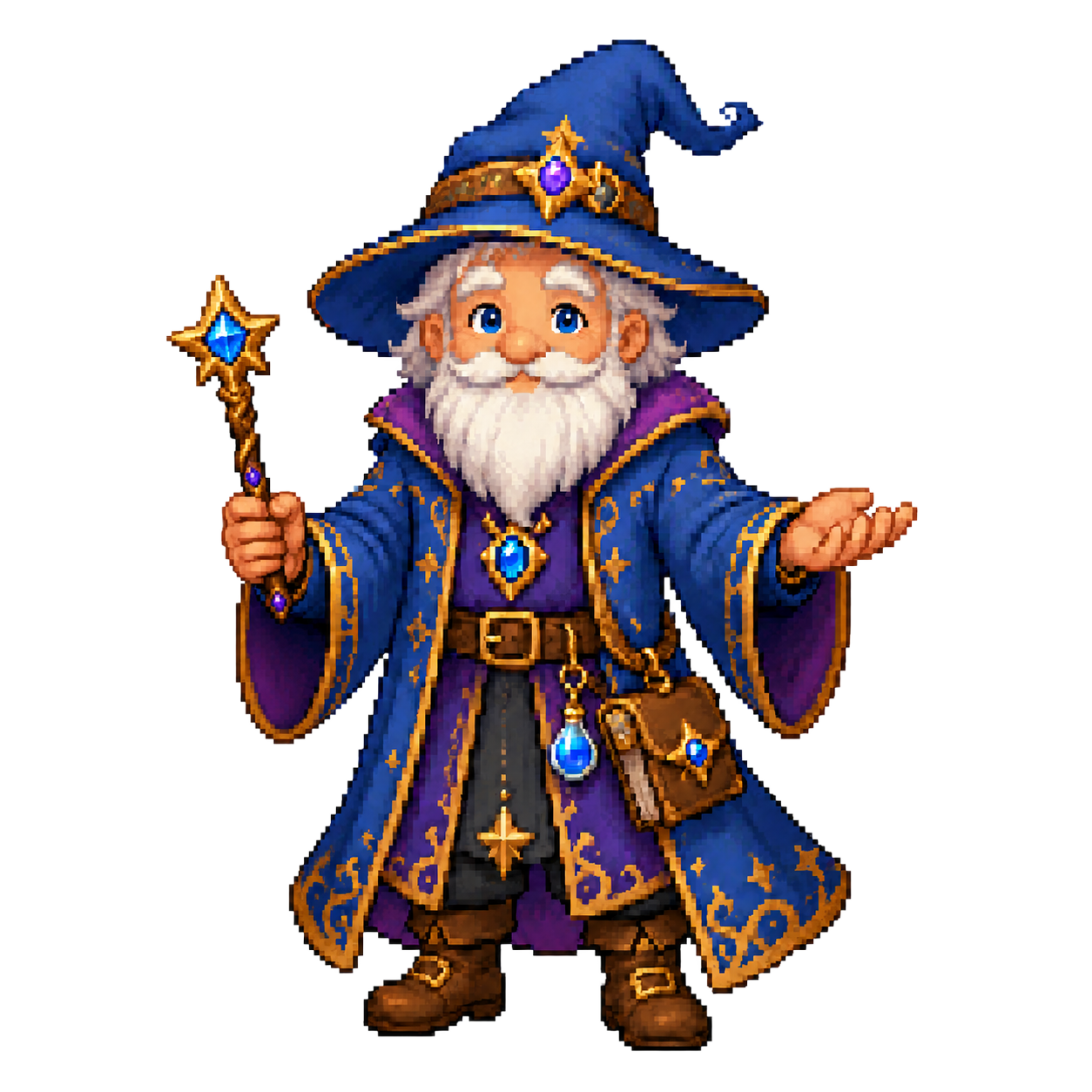 Wizard holding an inactive magic wand