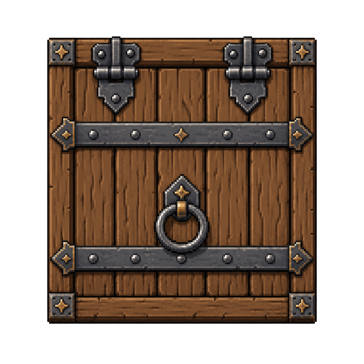 Closed wooden cave door