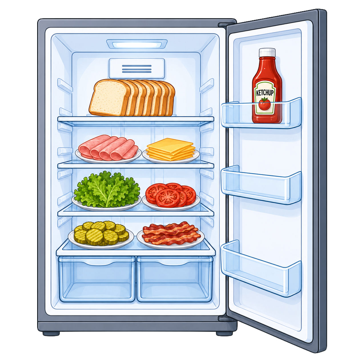 Fridge full of ingredients