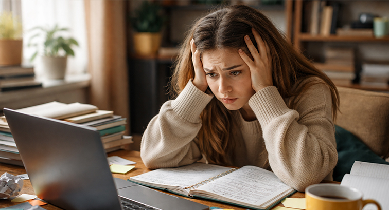 A modern, flexible online learning workspace with a laptop, notes, and digital course modules.