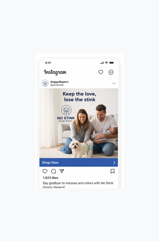 No Stink Doggy Diapers Instagram ad